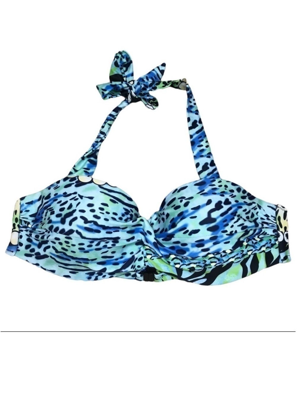 Blue Multicolor Halter Bikini Top Medium